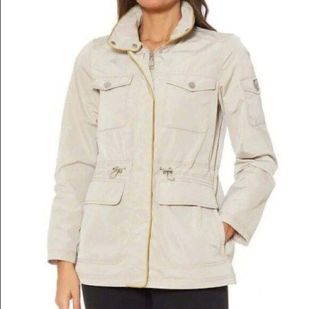 Vince Camuto Oyster Charteuse Cinched Waist Anorak Hidden Hood Jacket XL NWT